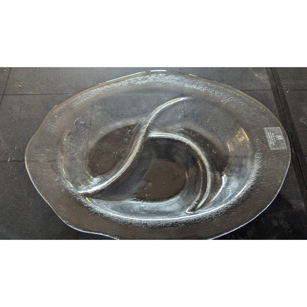 IVY Made in Italy Clear Glass Divided Serving Platter Appetizer‎ Tray